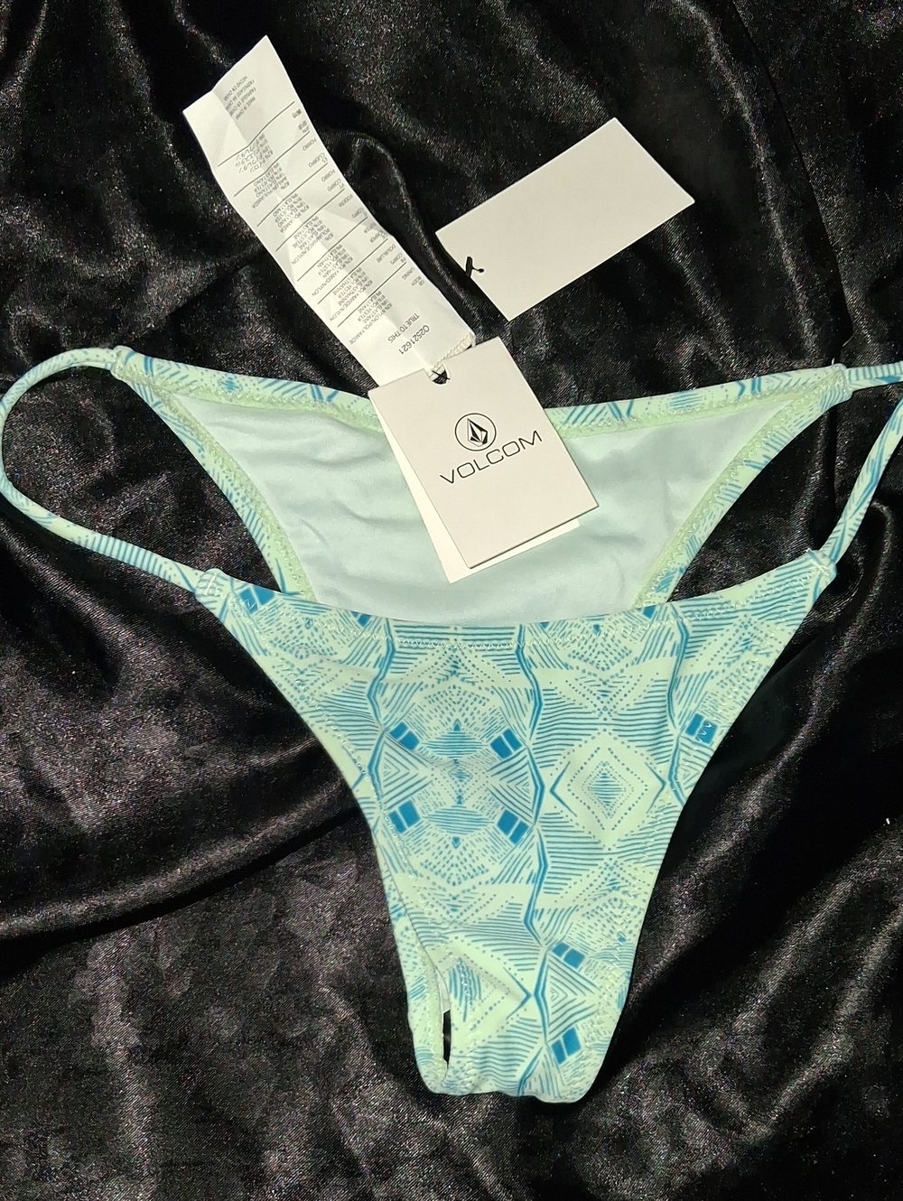 Volcom Aqua and Teal Geometric Bikini Bottoms